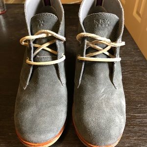 Gray Sperry Suede Wedge Booties